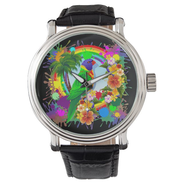 Rainbow Lorikeet Parrot Watches Armbanduhr (Vorderseite)