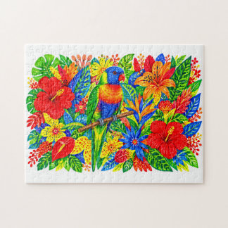 Rainbow Lorikeet Tropical Hibiscus Lily Marker Art