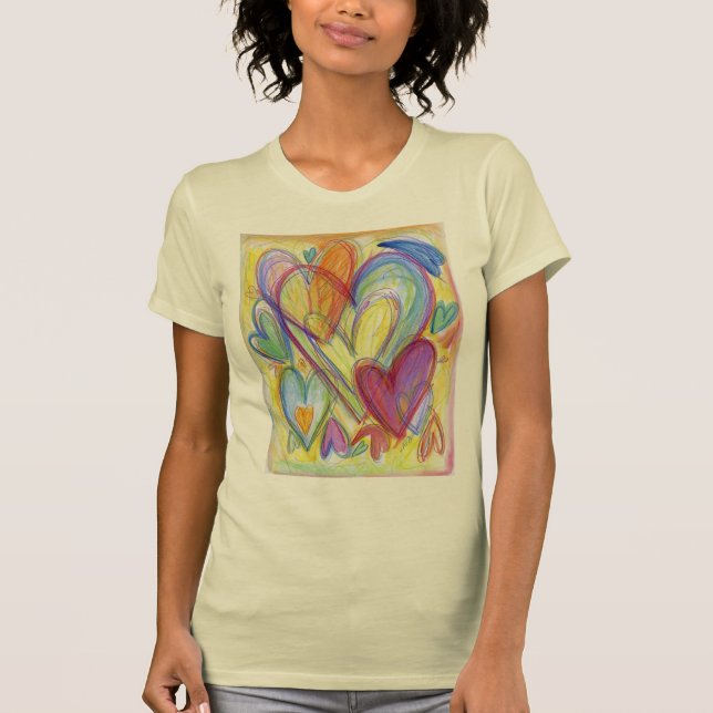 Rainbow Loss Hearts Art Custom T-Shirt (Devant)