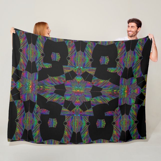 Rainbow Lotus in Black 1 Fleece Blankon (Beispiel)