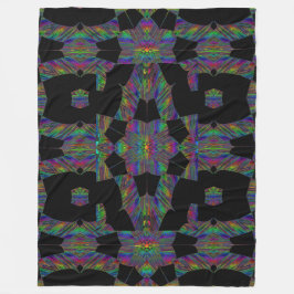 Rainbow Lotus in Black 1 Fleece Blankon