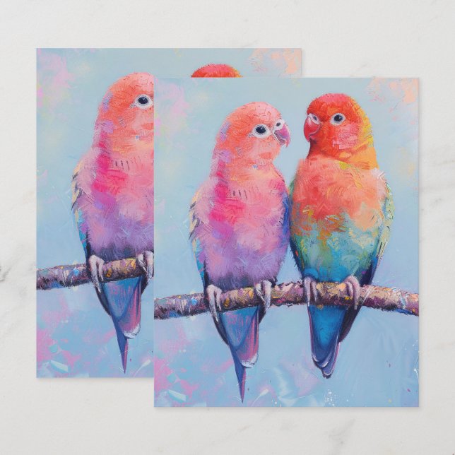 Rainbow Love Birds Scrapbook Paper (Vorne/Hinten)