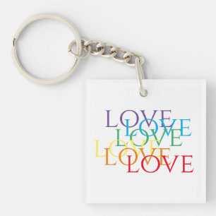 RAINBOW LOVE Carré acrylique Porte - clé