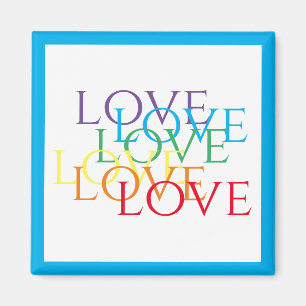 RAINBOW LOVE Carré Magnet / Bleu