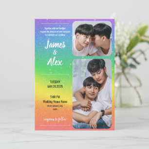Rainbow Love - Gay Mariage Photo Invitation