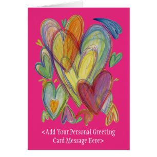 Rainbow Love Hearts Art Greeting Card