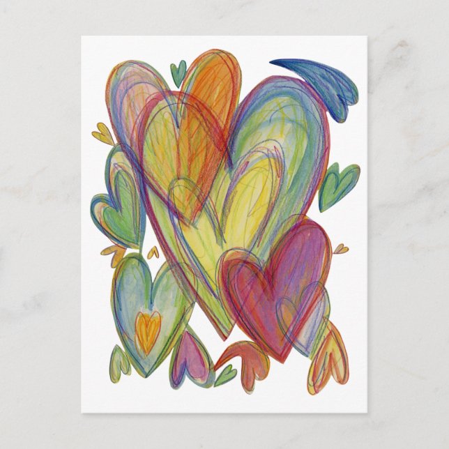 Rainbow Love Hearts Custom Art Carte pour notes (Devant)