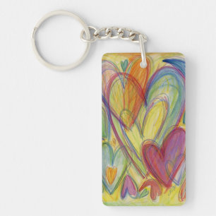 Rainbow Love Hearts Word Art Porte - clé personnal