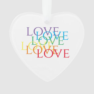 RAINBOW LOVE Ornement cardiaque acrylique