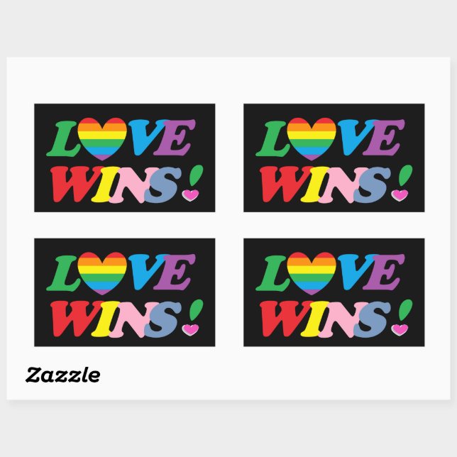 Rainbow Love Wins Pride Heart LGBT Rechteckiger Aufkleber (Blatt)