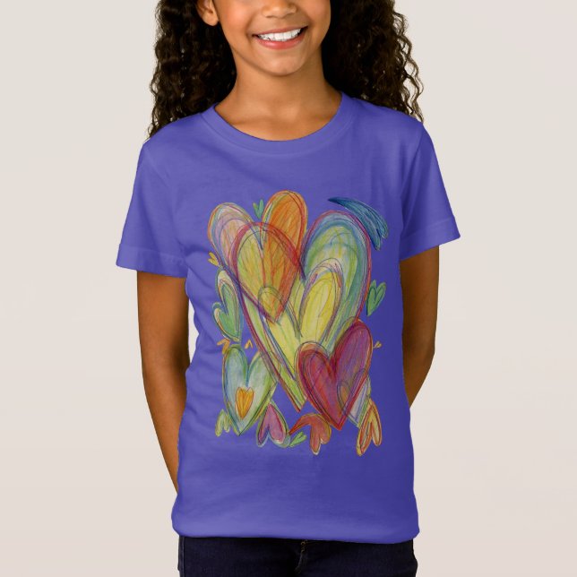 Rainbow Loving Hearts Art Custom Thirt T-Shirt (Vorderseite)