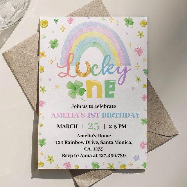 Rainbow Lucky Einladung zum ersten Geburtstag (Von Creator hochgeladen)