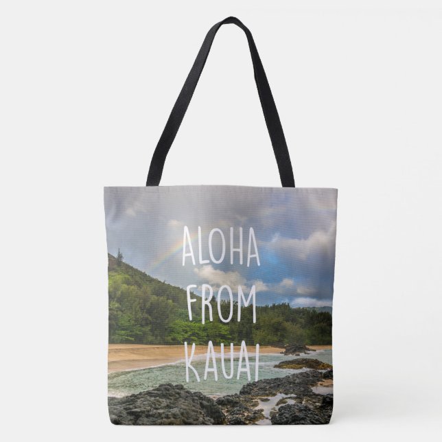 Rainbow Lumaha'i Beach, Kauai, Hawaiian Beach Bag Tasche (Vorderseite)