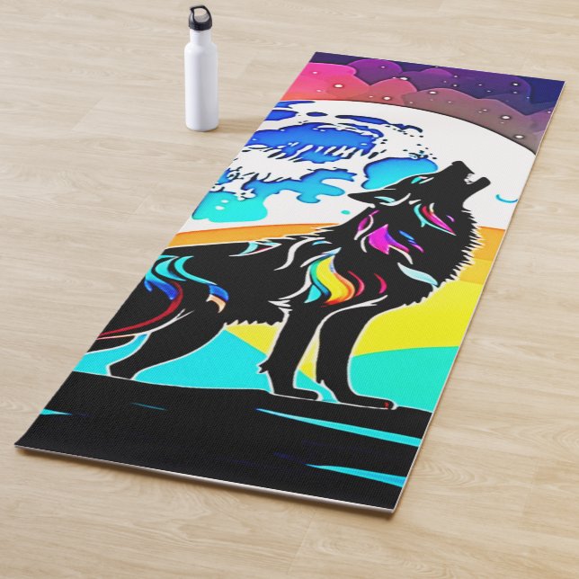 Rainbow Lunar Wolf Howl Art Yogamatte (Beispiel)