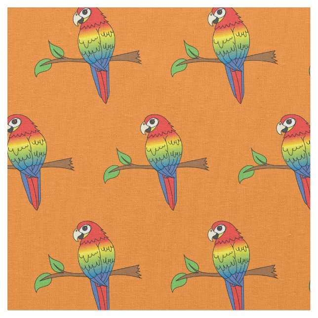 Rainbow Macaw Parrots Niedliche Vögel Stoff (Nahaufnahme)