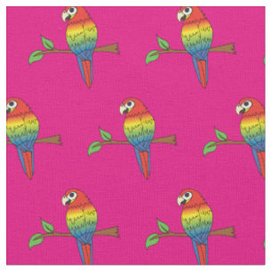 Rainbow Macaw Parrots Niedliche Vögel Stoff