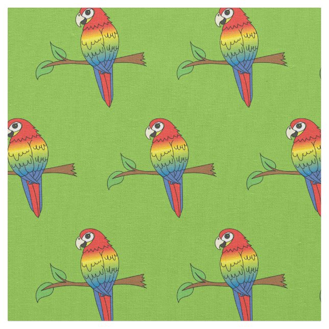 Rainbow Macaw Parrots Niedliche Vögel Stoff (Nahaufnahme)