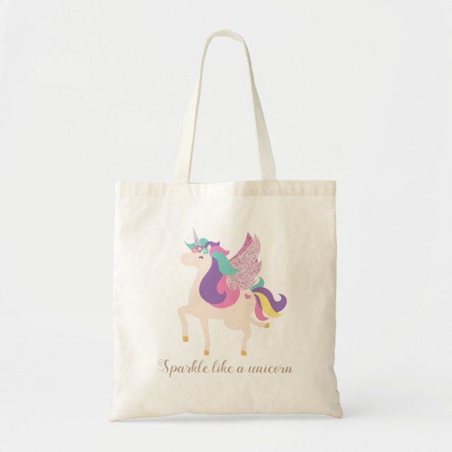 Rainbow Magical Unicorn Cute Glittery Tragetasche (Vorne)