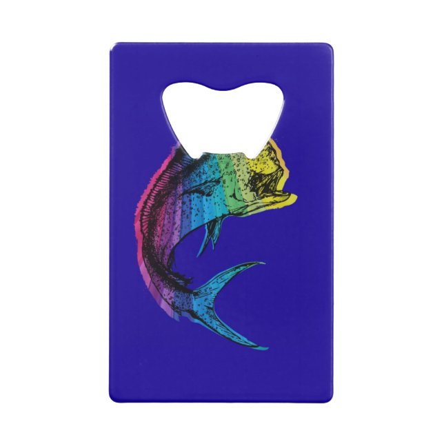 Rainbow Mahi Mahi auf Ocean Blue Kreditkartenflaschenöffner (Vorderseite)