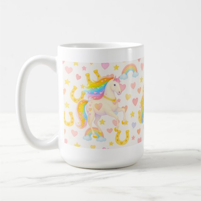 Rainbow-Mähne-Pferde-Kaffeetasse — Cooper & Cody Kaffeetasse (Links)