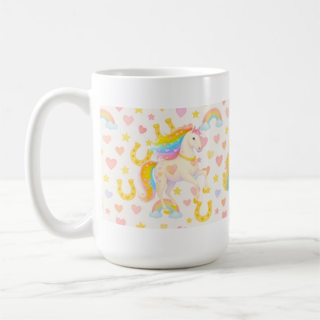Rainbow-Mähne-Pferde-Kaffeetasse — Cooper & Cody Kaffeetasse (Links)