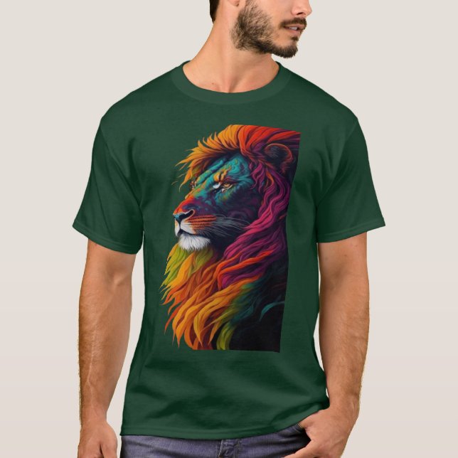 "Rainbow Majesty - Lion Art Tee" T-shirt (Devant)