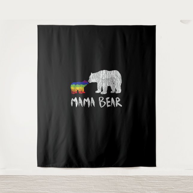 Rainbow Mama Bear Love Support Prix Wandteppich (Vorderseite)
