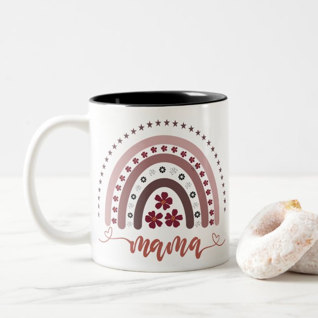 Rainbow Mama Graphic Retro Design Tasse (Mit Donut)