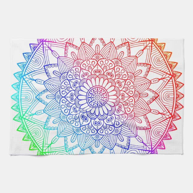 Rainbow Mandala Geschirrtuch (Horizontal)