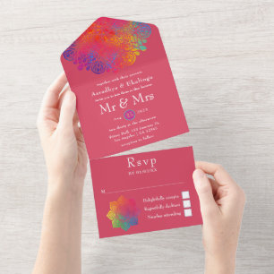 Rainbow Mandala Indian Wedding All in one Invitati Einladung