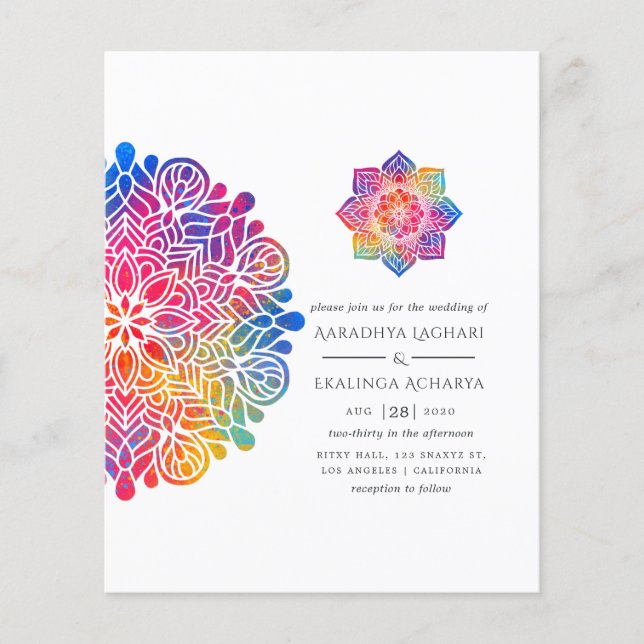Rainbow Mandala Indian Wedding Einladung Flyer (Vorne)
