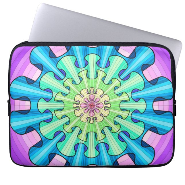 Rainbow mandala laptopschutzhülle (Vorderseite)