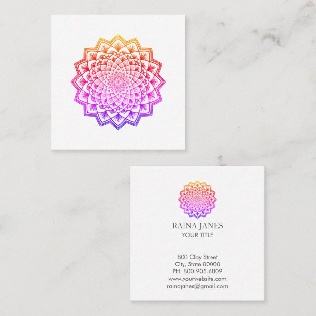 Rainbow Mandala Life Coach Quadratische Visitenkarte (Vorne/Hinten)