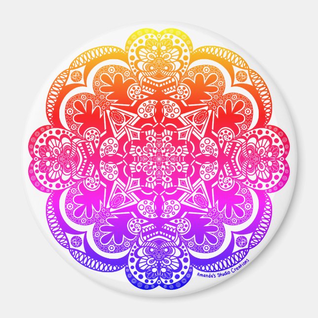 Rainbow Mandala Magnet (Vorne)