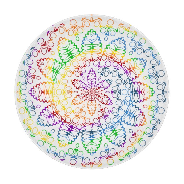 Rainbow Mandala Muster Design Schneidebrett (Vorderseite)