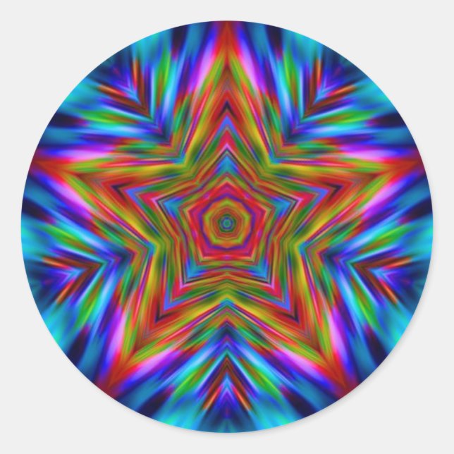 Rainbow Mandala Star Fraktal Decal Sticker (Vorderseite)