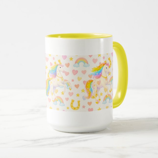 Rainbow Mane Horses Coffee Mug — Cooper & Cody Tasse (VorderseiteRechts)