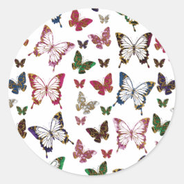 Rainbow Marble Butterfly Spring Pattern Runder Aufkleber
