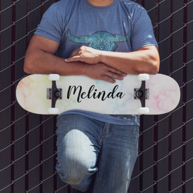Rainbow Marble Skateboard Deck Nom personnalisé (Extérieur 3)