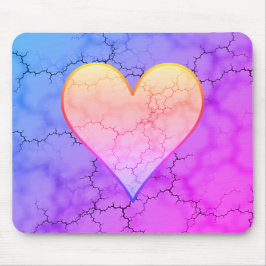 Rainbow Marbled Heart Mousepad