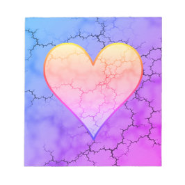 Rainbow Marbled Heart Notizblock