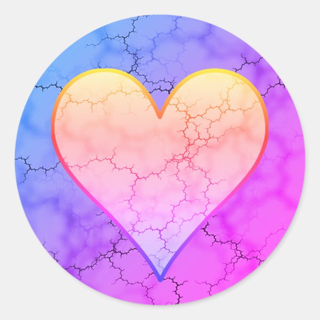 Rainbow Marbled Heart Runder Aufkleber (Vorderseite)