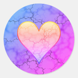 Rainbow Marbled Heart Runder Aufkleber