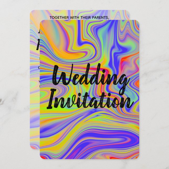 Rainbow Marbling Wedding Einladung (Vorne/Hinten)