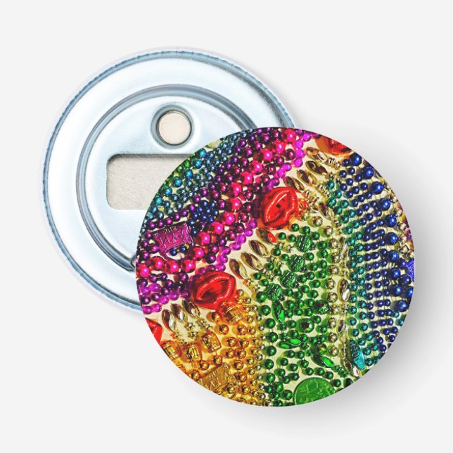 RAINBOW Mardi Gras Bead Art bouton ouvre-bouteille (Devant)