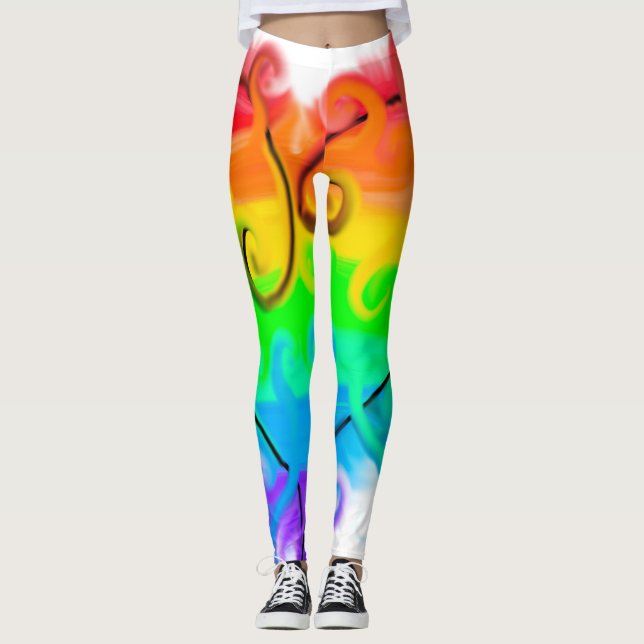Rainbow-Marmorwirbel Leggings (Vorderseite)