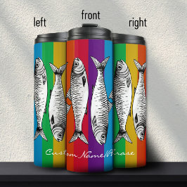 Rainbow Maximalist Sardine Art Individuelle Name Thermosbecher
