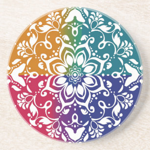 Rainbow Mehndi Pattern Sandstone Untersetzer