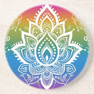 Rainbow Mehndi Pattern Sandstone Untersetzer