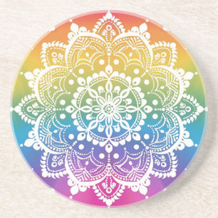 Rainbow Mehndi Pattern Sandstone Untersetzer